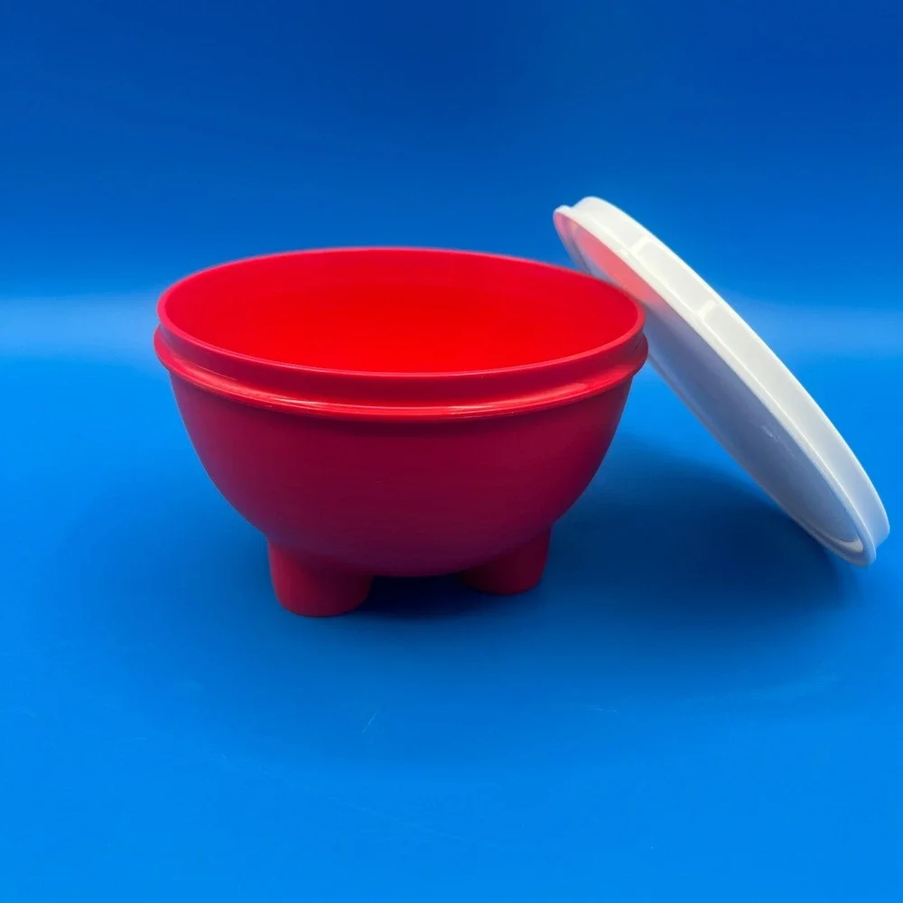 Tupperware Red Molcajete Salsa & Dip Bowl with White Lid 450ml
